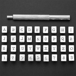 Alfabeto con números de para cuero de 3mm